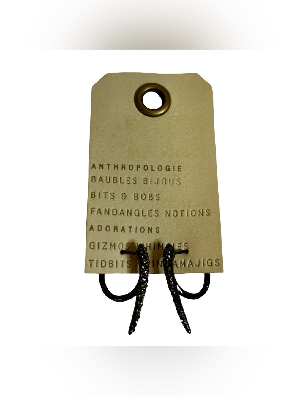 Anthropologie Gunmetal Pavé Spike Hoop Earrings